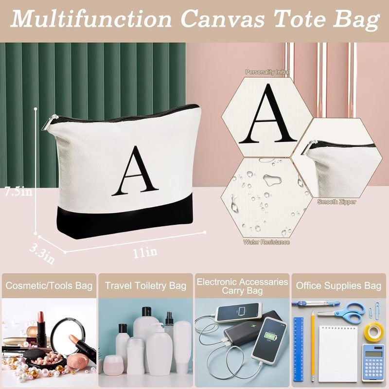 YOOLIFE Valentines Day Gifts for Women - Initial Canvas Tote Bag & Makeup Bag, Birthday Gifts for Women Mom Sister Friends - Image 4
